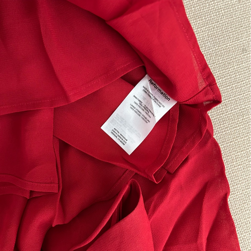 Reformation Jaelyn Midi Dress - Sangre Red Cocktail Holiday Party - Picture 9 of 11